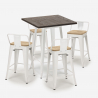 set tavolo bar 60x60cm design industriale 4 sgabelli rough white Catalogo