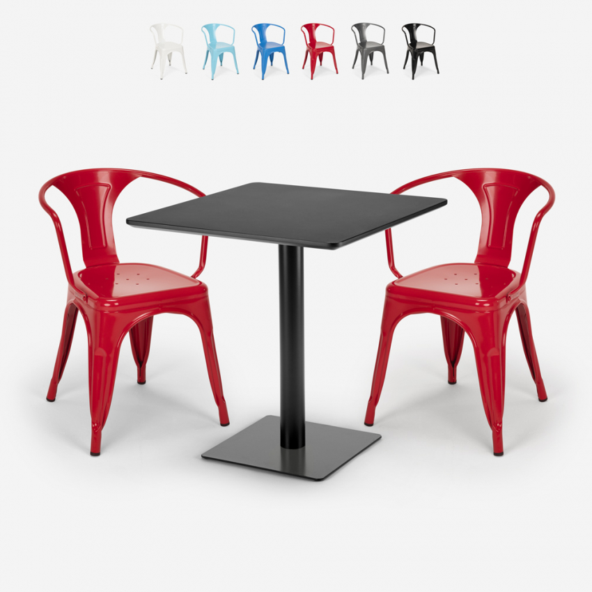 Set tavolino Horeca 70x70cm 2 sedie design industriale Starter Dark Catalogo