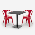 Set tavolino Horeca 70x70cm 2 sedie design industriale Starter Dark Costo