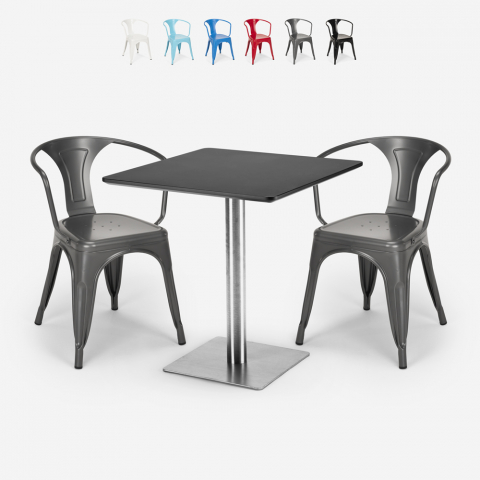 set 2 sedie Lix tavolino 70x70cm horeca bar ristoranti starter silver Promozione