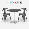 Set 2 sedie Tolix tavolino 70x70cm Horeca bar ristoranti Starter Silver Promozione