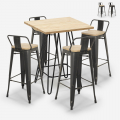set 4 sgabelli vintage tavolino 60x60cm alto bar industriale rhodes Promozione