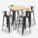 set 4 sgabelli vintage tavolino 60x60cm alto bar industriale rhodes Saldi