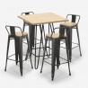 set 4 sgabelli vintage tavolino 60x60cm alto bar industriale rhodes Saldi