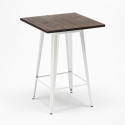 set tavolino legno metallo alto bar 60x60cm 4 sgabelli vintage axel white Prezzo