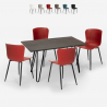 set 4 sedie tavolo rettangolare Lix stile industriale 120x60cm wire Saldi
