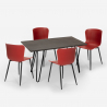 set 4 sedie tavolo rettangolare Lix stile industriale 120x60cm wire Misure