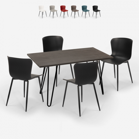 set 4 sedie tavolo rettangolare stile industriale 120x60cm wire Promozione