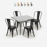 set cucina bistrot 4 sedie vintage stile Lix tavolo industriale 80x80cm state Saldi