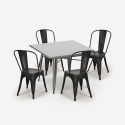 set cucina bistrot 4 sedie vintage stile Lix tavolo industriale 80x80cm state Misure