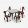 set cucina bistrot 4 sedie vintage stile tavolo industriale 80x80cm state Costo