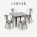 set 4 sedie vintage industriale stile tavolo nero 80x80cm state black Offerta