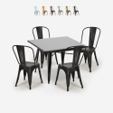 set 4 sedie vintage industriale stile tavolo nero 80x80cm state black Sconti