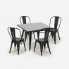 set 4 sedie vintage industriale stile tavolo nero 80x80cm state black Prezzo