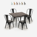 set tavolo da pranzo industriale 80x80cm 4 sedie vintage design burton Sconti