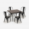 set tavolo da pranzo industriale 80x80cm 4 sedie vintage design burton Prezzo