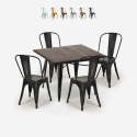 set 4 sedie Lix vintage tavolo da pranzo 80x80cm legno metallo burton black Saldi