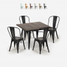 set 4 sedie Lix vintage tavolo da pranzo 80x80cm legno metallo burton black Saldi