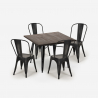 set 4 sedie Lix vintage tavolo da pranzo 80x80cm legno metallo burton black Misure