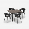 set 4 sedie design tavolo quadrato 80x80cm Lix industriale reeve black Scelta