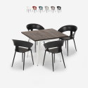 Set tavolo da pranzo 80x80cm legno metallo 4 sedie design Reeve White Sconti