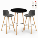 Set 2 sgabelli design tavolo alto 60cm rotondo nero Ojala Dark Offerta