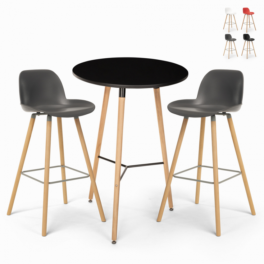Set 2 sgabelli design tavolo alto 60cm rotondo nero Ojala Dark Offerta