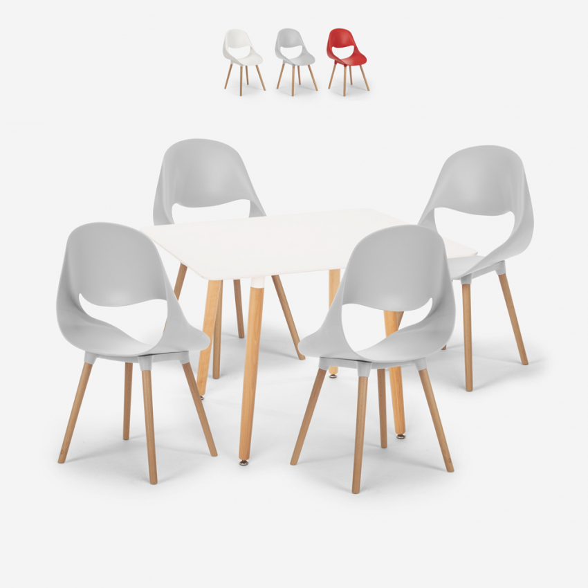 Set 4 sedie tavolo quadrato bianco 80x80cm design scandinavo Dax Light Offerta