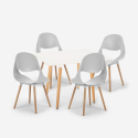 Set 4 sedie tavolo quadrato bianco 80x80cm design scandinavo Dax Light Stock