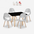 Set tavolo nero 80x80cm quadrato 4 sedie design scandinavo Dax Dark Promozione