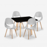 Set tavolo nero 80x80cm quadrato 4 sedie design scandinavo Dax Dark Sconti