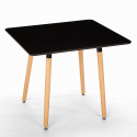 Set tavolo nero 80x80cm quadrato 4 sedie design scandinavo Dax Dark 
