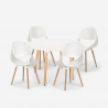 Set tavolo bianco rotondo 100cm design scandinavo 4 sedie Midlan Light Sconti