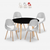 Set 4 sedie design tavolo da pranzo 100cm nero rotondo Midlan Dark Offerta