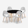 Set 4 sedie design tavolo da pranzo 100cm nero rotondo Midlan Dark Stock