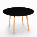 Set 4 sedie design tavolo da pranzo 100cm nero rotondo Midlan Dark 
