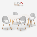 Set tavolo rettangolare 80x120cm 4 sedie design scandinavo Flocs Light Vendita