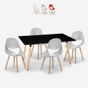Set 4 sedie design scandinavo tavolo rettangolare 80x120cm Flocs Dark Vendita