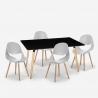 Set 4 sedie design scandinavo tavolo rettangolare 80x120cm Flocs Dark Catalogo