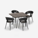 Set 4 sedie design moderno tavolo 80x80cm industriale ristorante cucina Maeve Dark Scelta