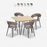 Set tavolo cucina 80x80cm industriale 4 sedie design moderno Maeve Light Saldi