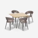 Set tavolo cucina 80x80cm industriale 4 sedie design moderno Maeve Light Misure