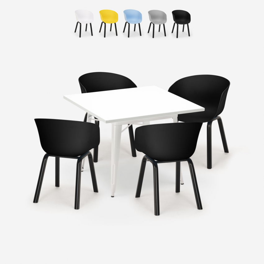 Set 4 sedie polipropilene metallo tavolo 80x80cm quadrato Krust Light Sconti Set 4 sedie polipropilene metallo tavolo 80x80cm quadrato Krust Light Sconti