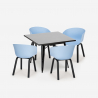 Set tavolo quadrato 80x80cm metallo 4 sedie design moderno Krust Dark Scelta