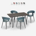 Set 4 sedie design moderno tavolo da pranzo 120x60cm industriale Sixty