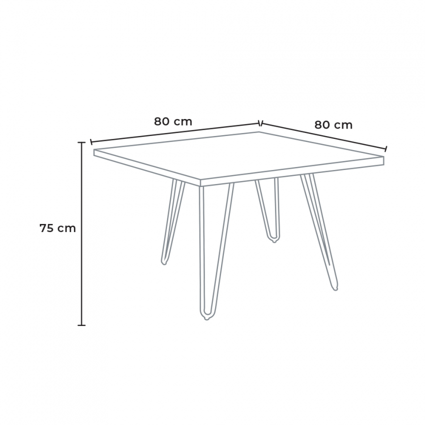 Wright Set tavolo cucina 80x80cm industriale 4 sedie design similpelle