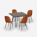 Set bar cucina tavolo 80x80cm industriale 4 sedie design similpelle Wright Dark Catalogo