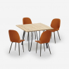 Set 4 sedie design similpelle tavolo legno metallo 80x80cm Wright Light Scelta