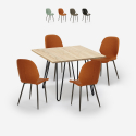 Set 4 sedie design similpelle tavolo legno metallo 80x80cm Wright Light Offerta