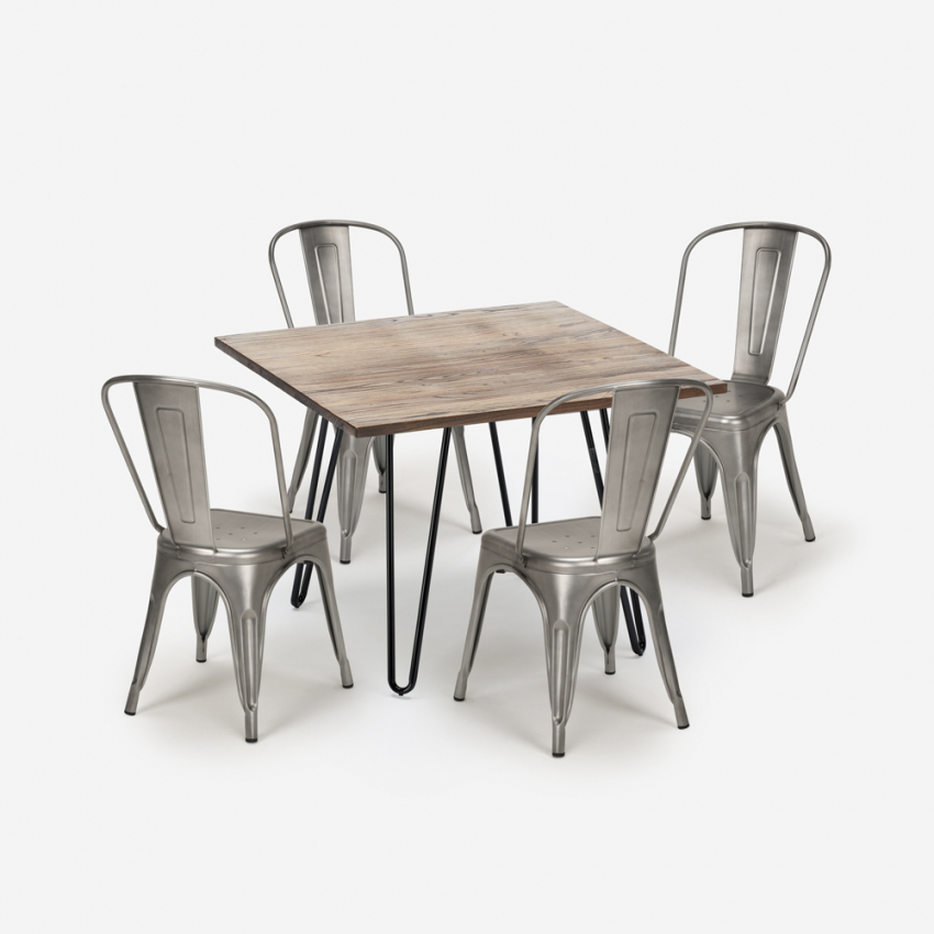 BenyLed Set di 4 Sedie da Pranzo in Metallo Impilabili in Stile  Industriale, Stile Vintage, Adatto per Interni ed Esterni, Sedia da  Giardino, Colore